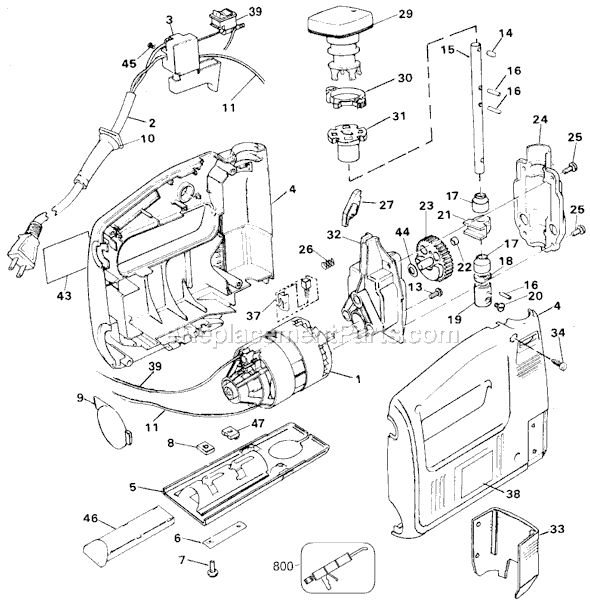 Page A Diagram and Parts List for 7572 Type 5 Black and Decker Jig Saw